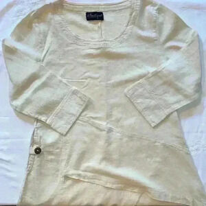 B Boutique asymmetrical Cotton/ flax tunic